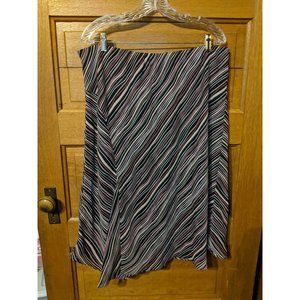 Worthington Size 20W Skirt Black Pink Striped Lined Modest